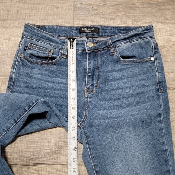 Judy Blue Mid Rise Tummy Control Skinny Jeans Size 30 Medium Wash Stretch - Picture 8 of 10